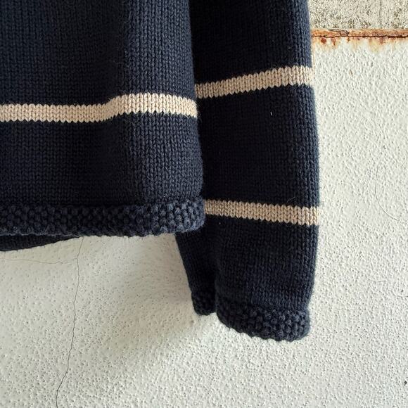 Vintage Navy Blue Striped Star Sweater Made in UK Pullover Knit M - Picture 2 of 5